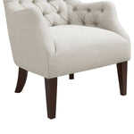 Button Tufted Wing Chair - Ivory