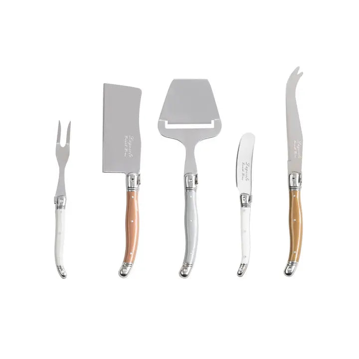 5-Piece Laguiole Cheese Knife & Slicer Set with Mixed Metal Handles