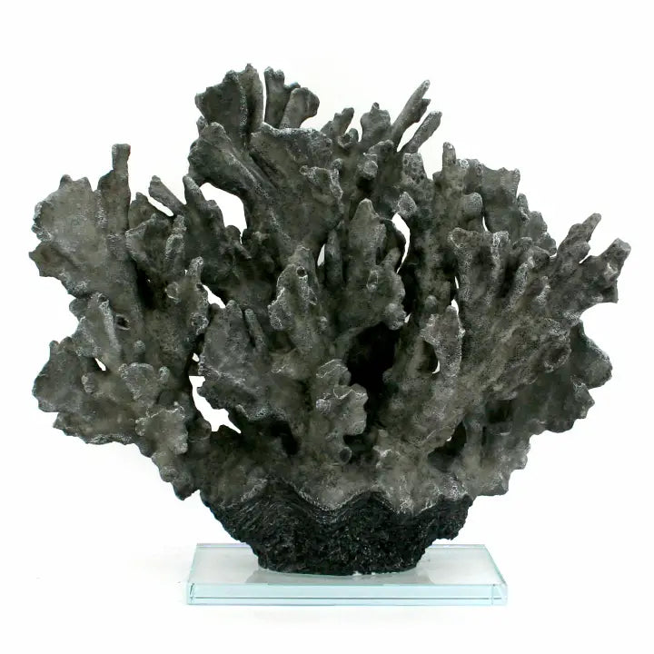 Faux Large Blue Ridge Coral On Glass Base