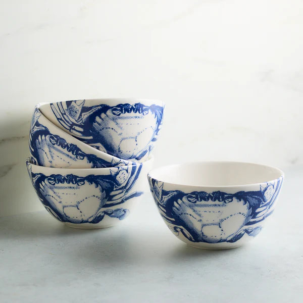 Caskata Crab Blue Cereal Bowls (Set of 4)