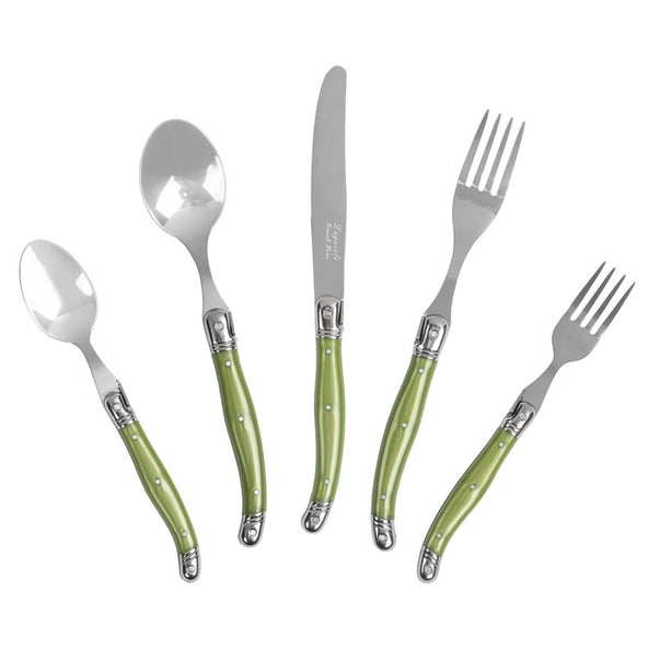 Laguiole 20-Piece Stainless Steel Flatware Set, Spring Green