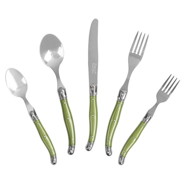 Laguiole 20-Piece Stainless Steel Flatware Set, Spring Green