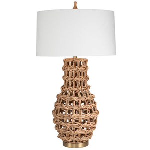 Tobago Table Lamp with White Sailcloth Drum Shade