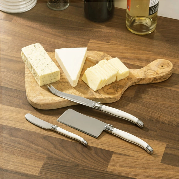 French Home 3-Piece Laguiole Cheese Knife Set with Faux Ivory Handles