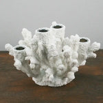 Small White Coral Cluster Candelabra  - Set of 2