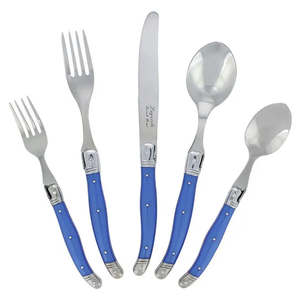 Laguiole 20-Piece Stainless Steel Flatware Set, French Blue