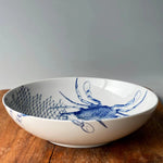Caskata Crabs Blue Wide Serving Bowl