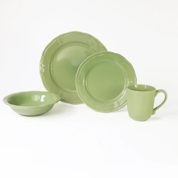 Siena 16 Piece Stoneware Dinnerware Set in Green, Service for 4