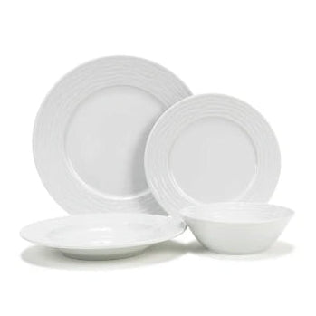 French Home White Wave Porcelain 16-Piece Dinnerware Set
