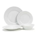 French Home White Wave Porcelain 16-Piece Dinnerware Set