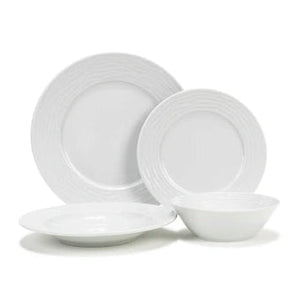 French Home White Wave Porcelain 16-Piece Dinnerware Set