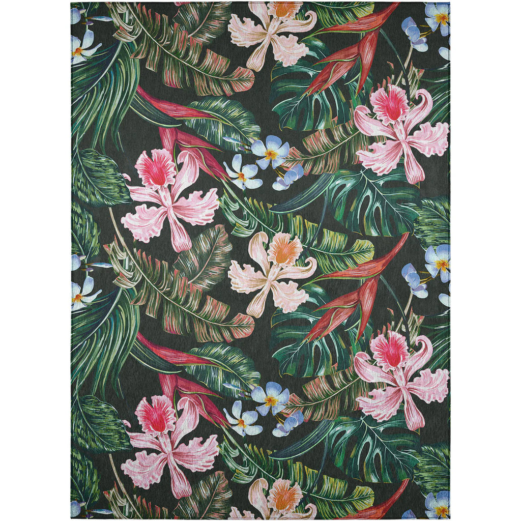 Tropics Floral Black Rug