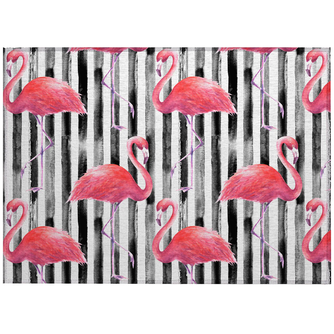 Tropics Flamingo Black Rug