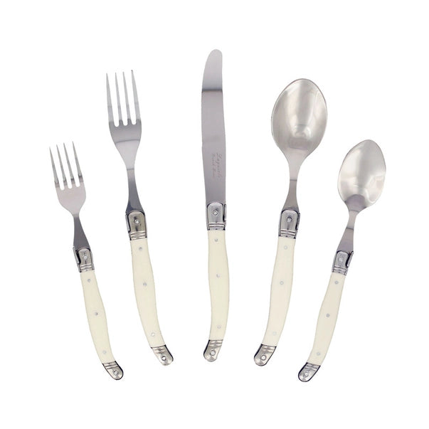 Laguiole 20-Piece Stainless Steel Flatware Set, Faux Ivory