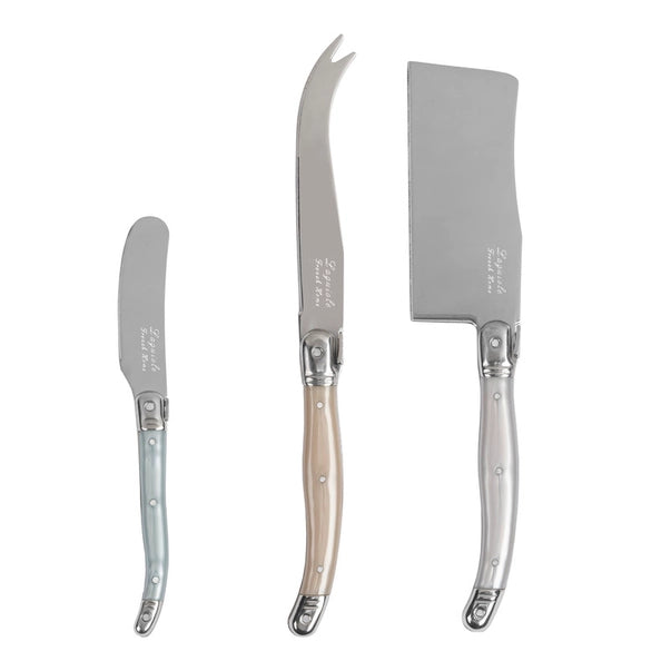 3-Piece Laguiole Cheese Knife Set with Mother of Pearl Handle