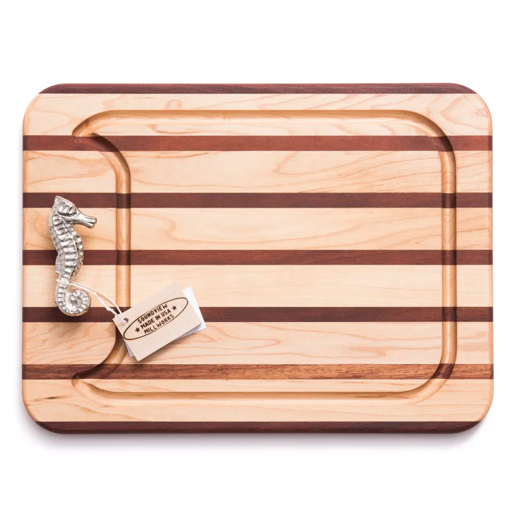 Appetizer Board Multi-Stripe with Seahorse Handle