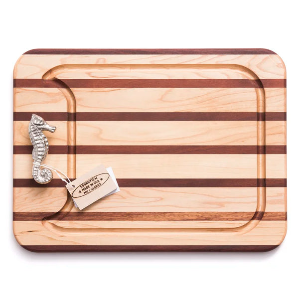 Appetizer Board Multi-Stripe with Seahorse Handle