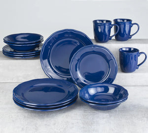 Siena 16 Piece Stoneware Dinnerware Set in Navy, Service for 4