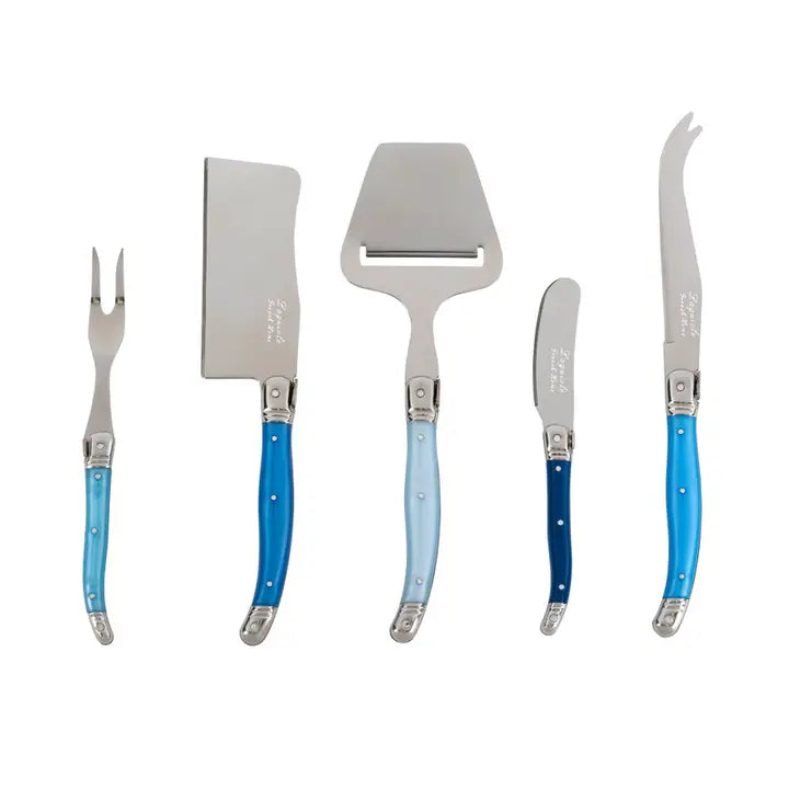 5-Piece Laguiole Cheese Knife & Slicer Set with 'The Blues' Handles