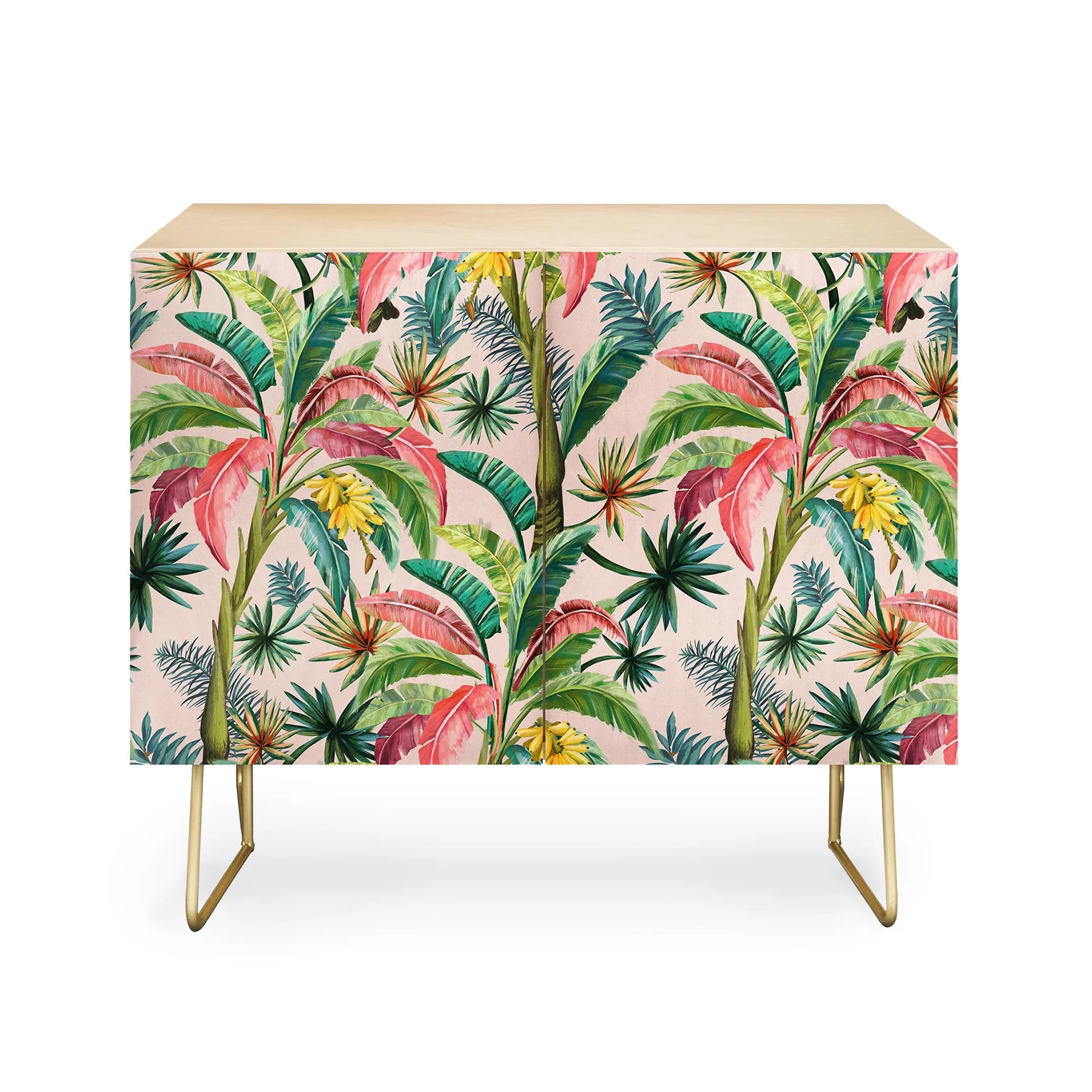 Palm Life Tropical Palm Leaves Credenza