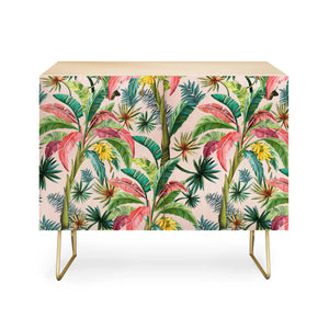 Palm Life Tropical Palm Leaves Credenza
