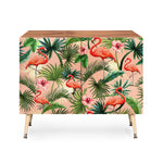 Pink Flamingoes Tropical Palm Credenza