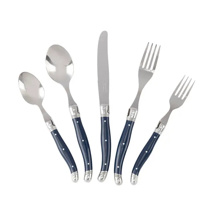 Laguiole 20-Piece Stainless Steel Flatware Set, Navy Blue