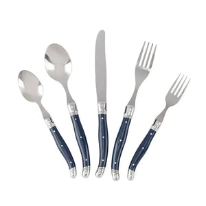 Laguiole 20-Piece Stainless Steel Flatware Set, Navy Blue