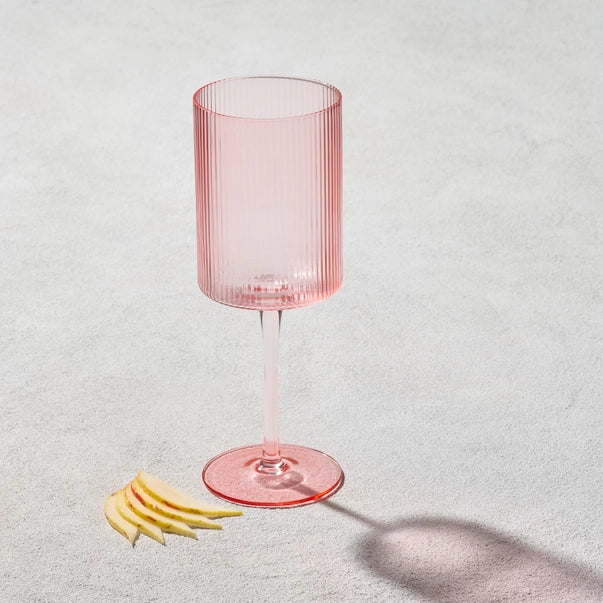 Vikko Decor, Malibu Ribbed Wine Glass, Blush, 17 oz. (Set of 4)