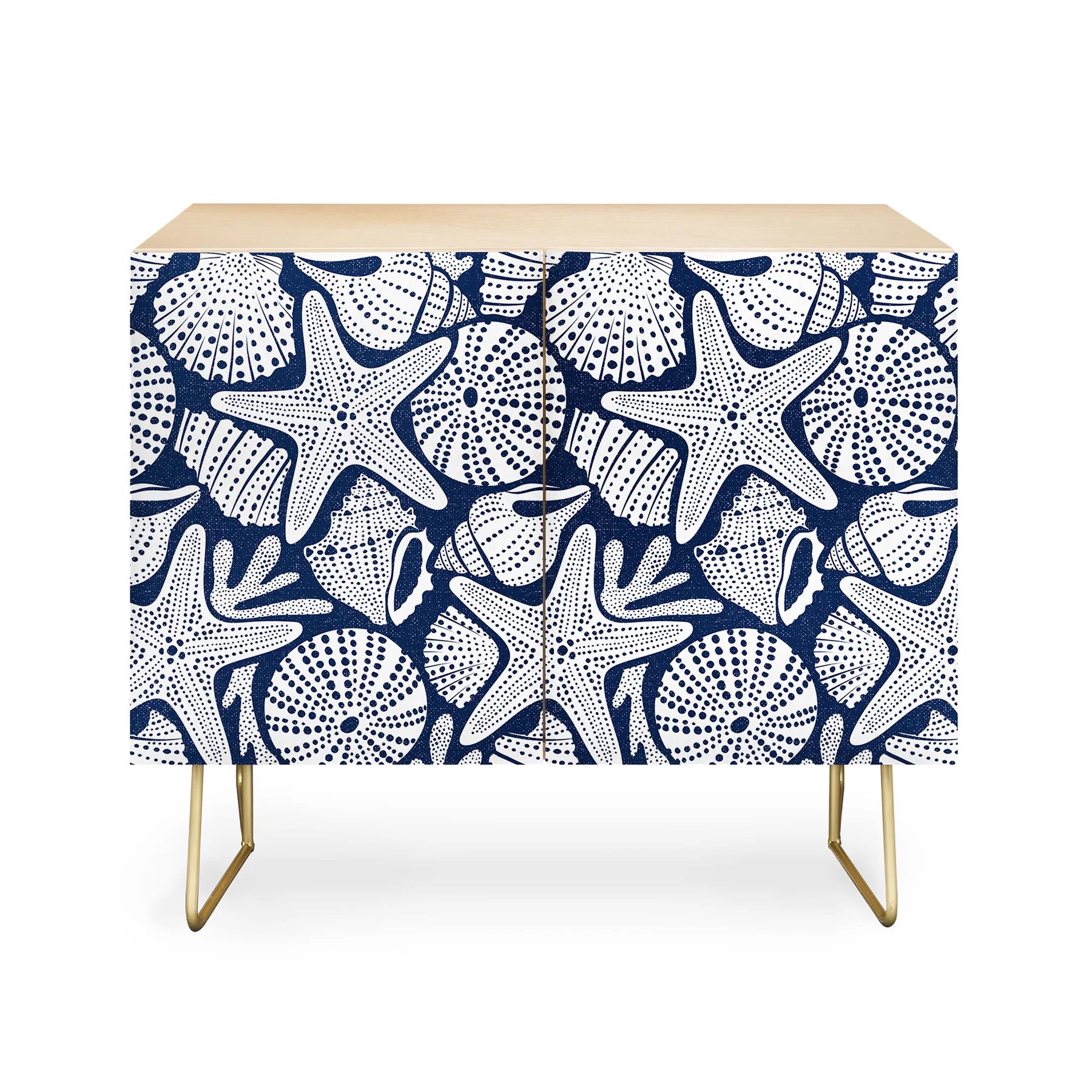 Ocean Floor Nautical Shells Credenza