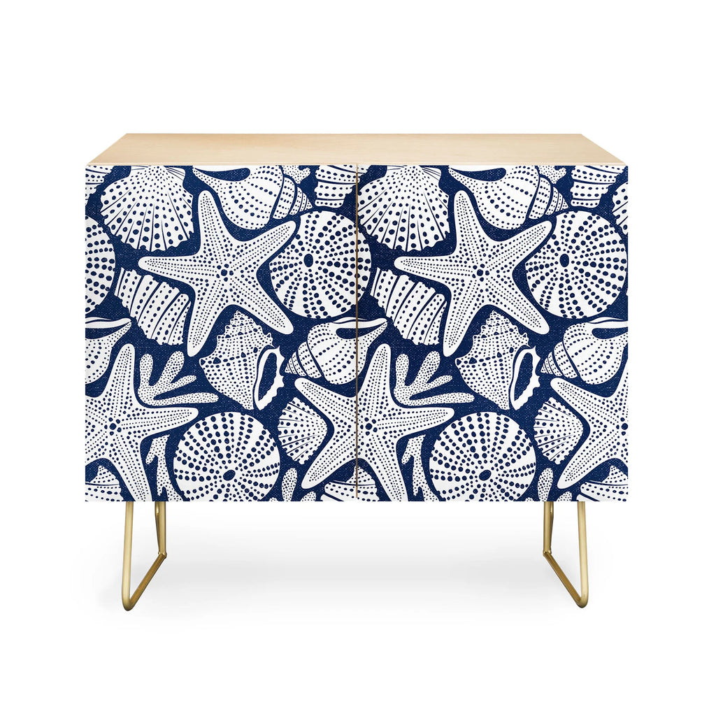 Ocean Floor Nautical Shells Credenza