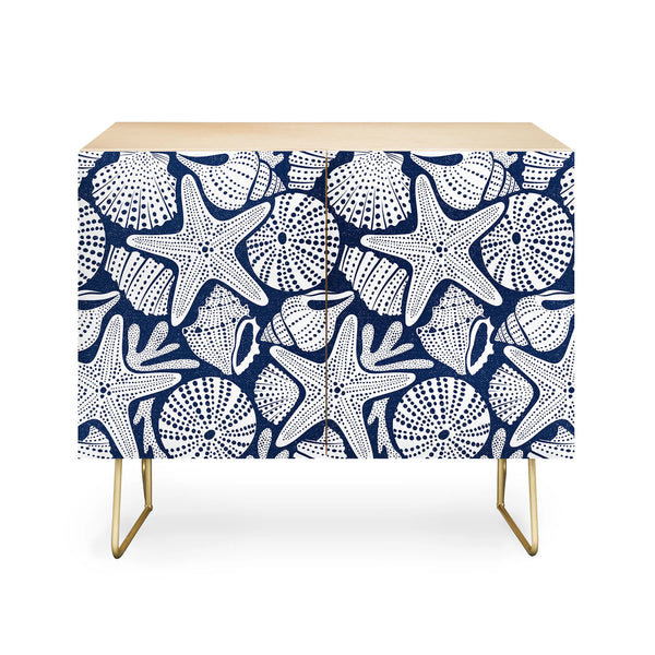 Ocean Floor Nautical Shells Credenza