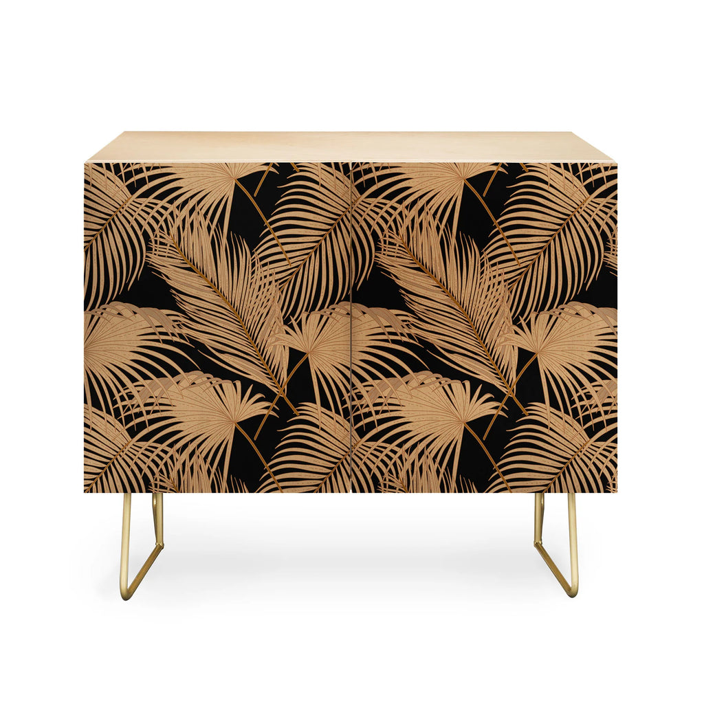 Palm Leaves Black Credenza