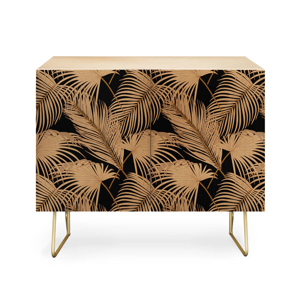 Palm Leaves Black Credenza
