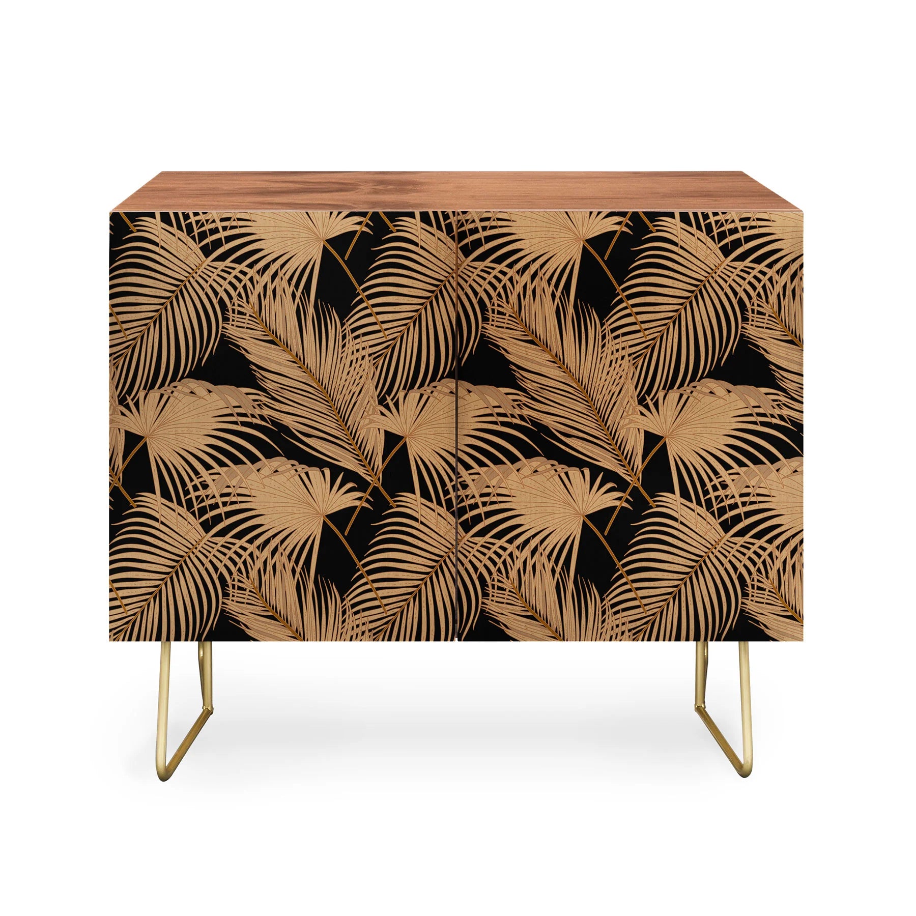 Palm Leaves Black Credenza