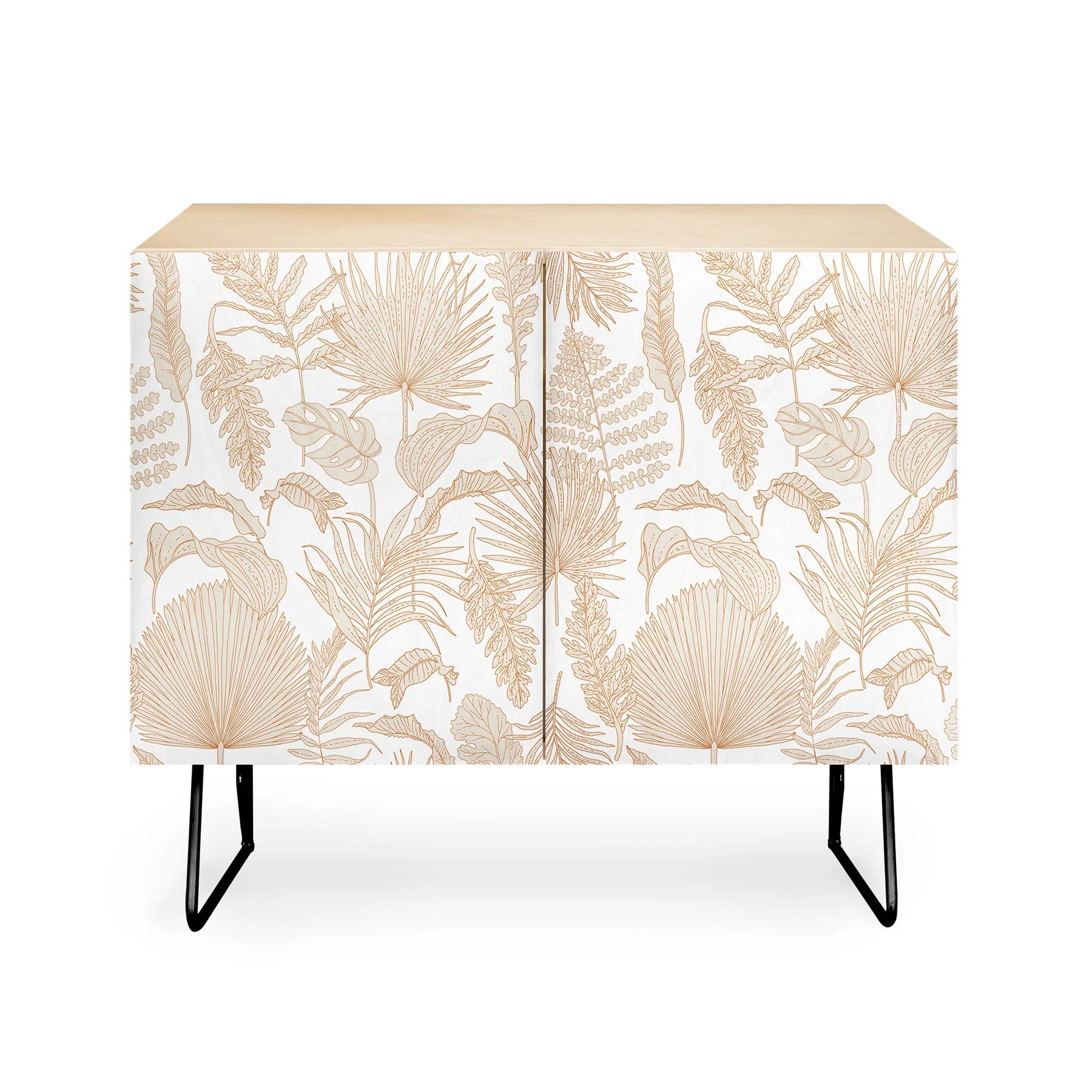 Palm Leaves Cream White Credenza
