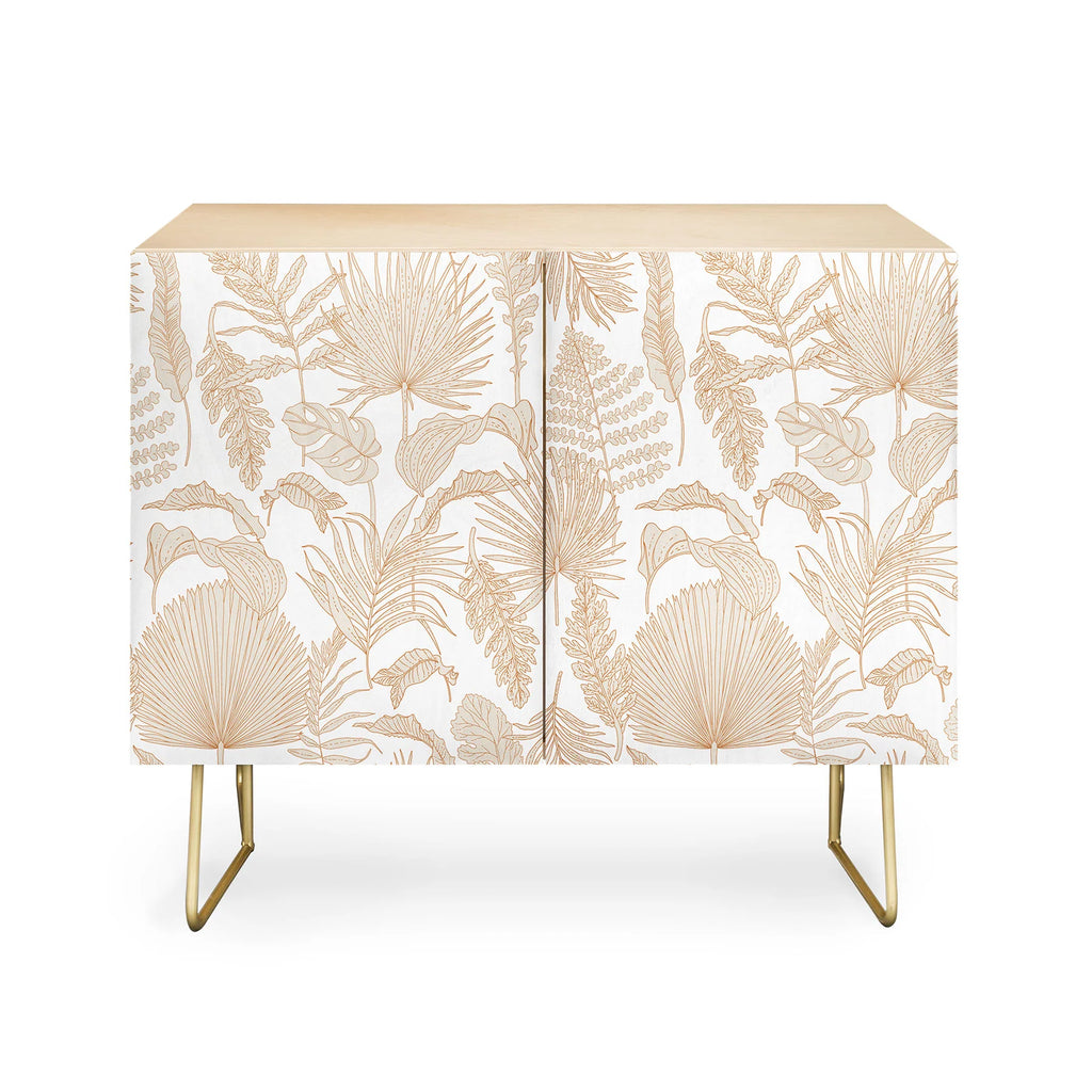 Palm Leaves Cream White Credenza