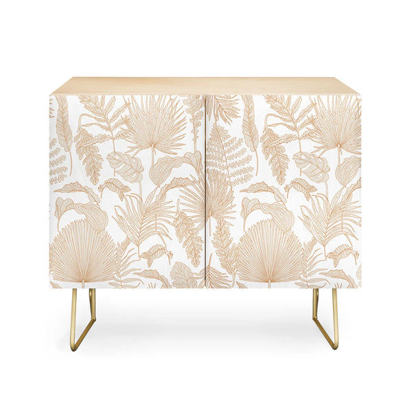 Palm Leaves Cream White Credenza