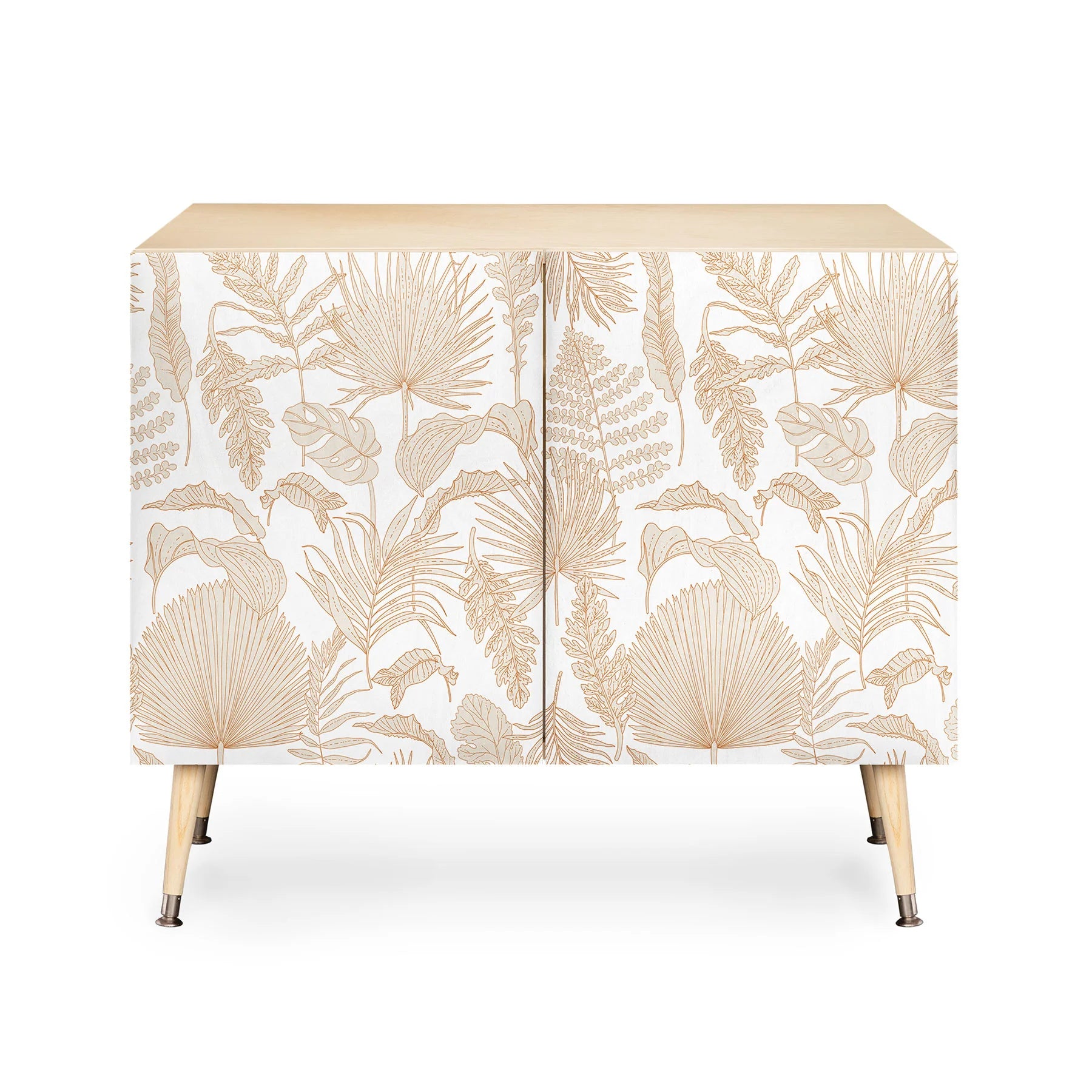 Palm Leaves Cream White Credenza