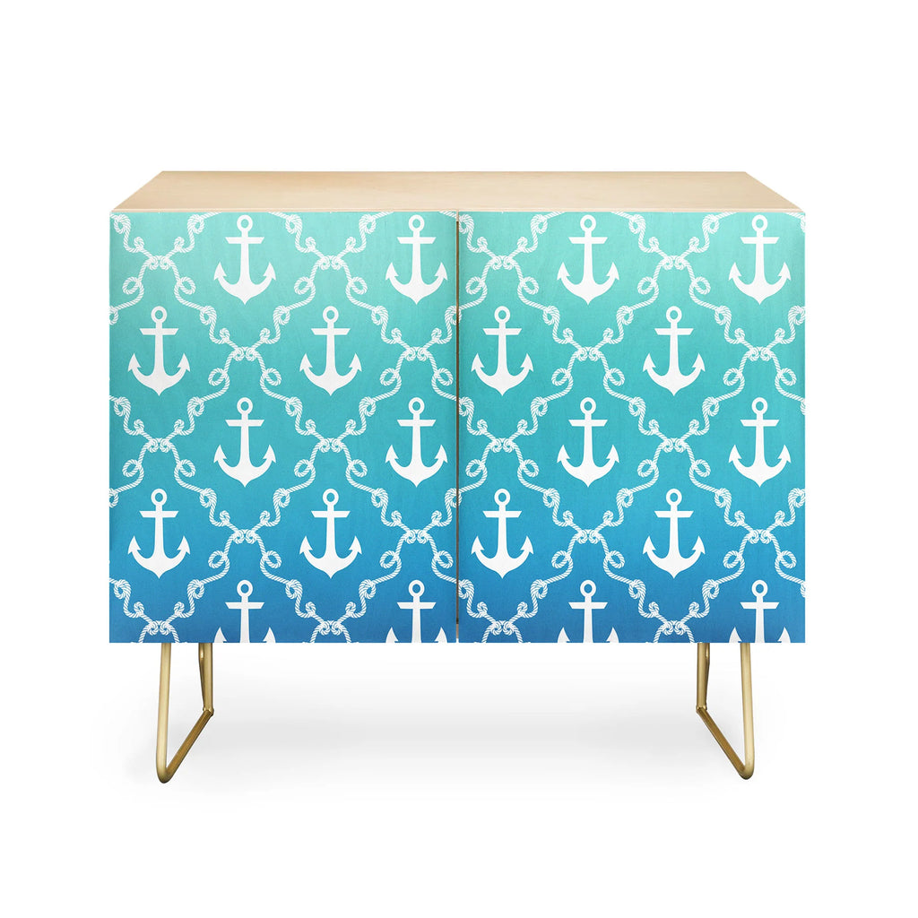 Nautical Knots Ombre Blue Credenza