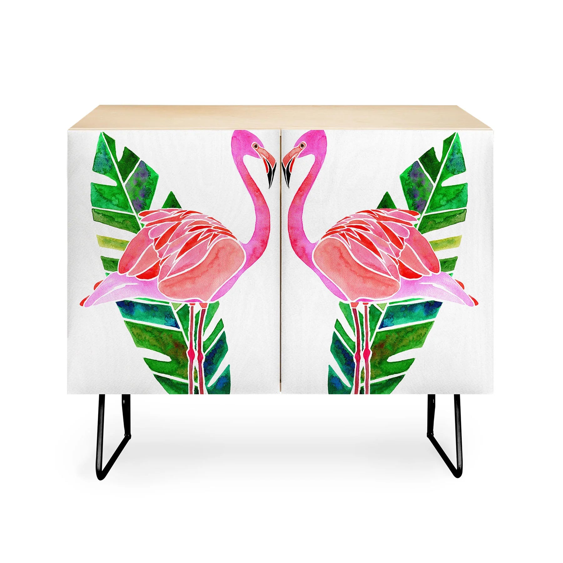 Flamingo and Banana Leaf Credenza