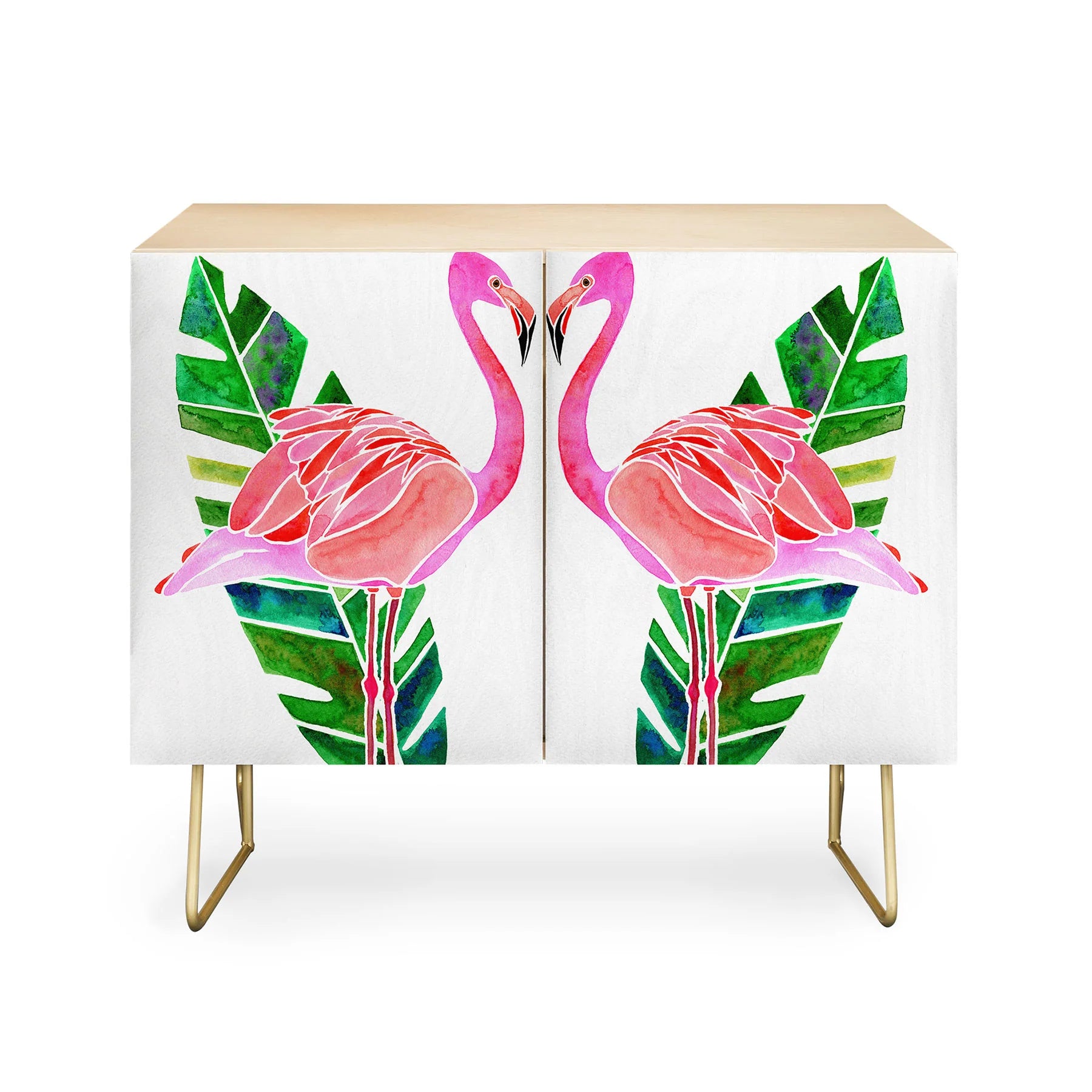 Flamingo and Banana Leaf Credenza