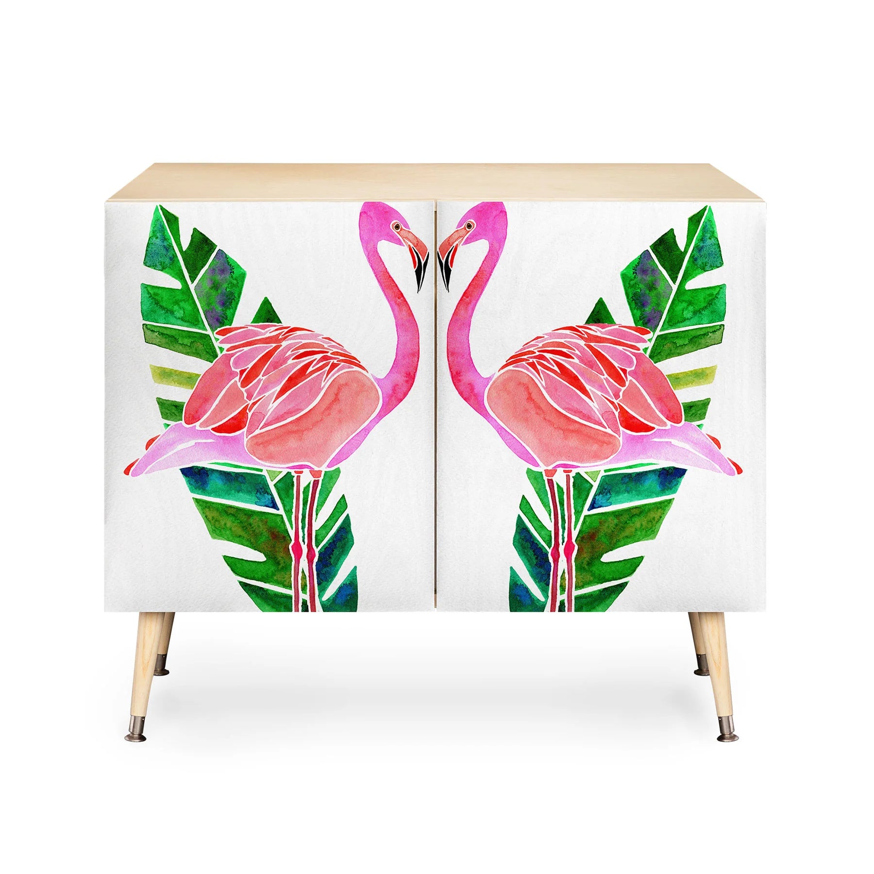 Flamingo and Banana Leaf Credenza