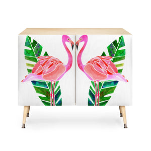 Flamingo and Banana Leaf Credenza