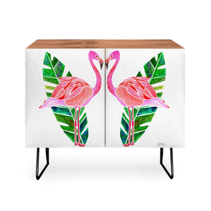 Flamingo and Banana Leaf Credenza