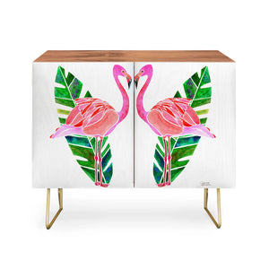Flamingo and Banana Leaf Credenza