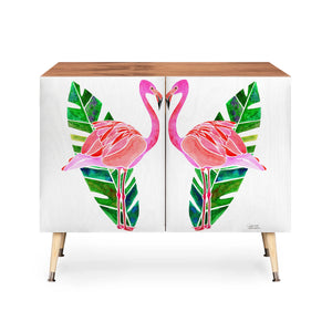 Flamingo and Banana Leaf Credenza