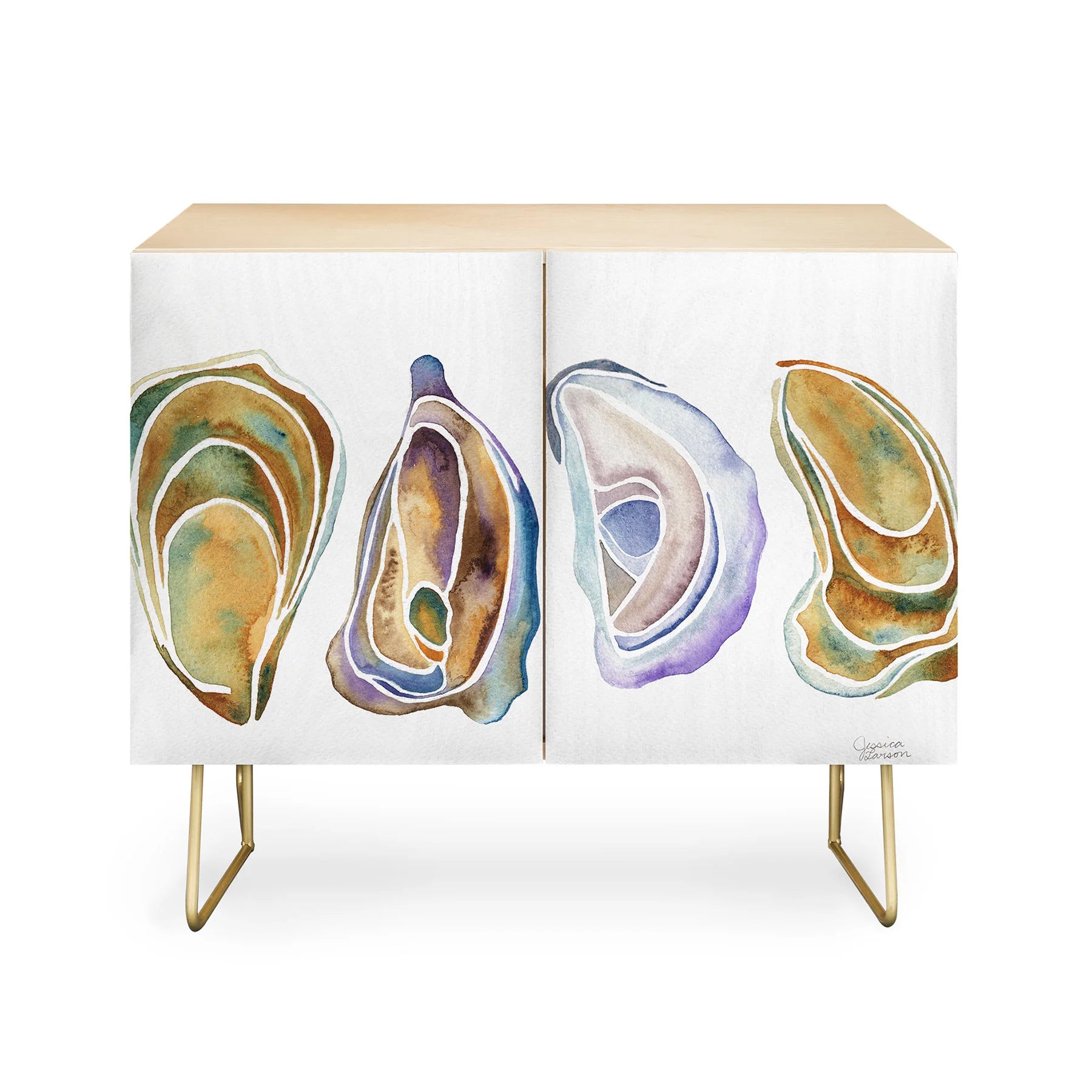 Watercolor Oysters Credenza