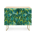 Monstera Leaves in Teal Credenza