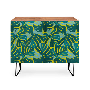 Monstera Leaves in Teal Credenza